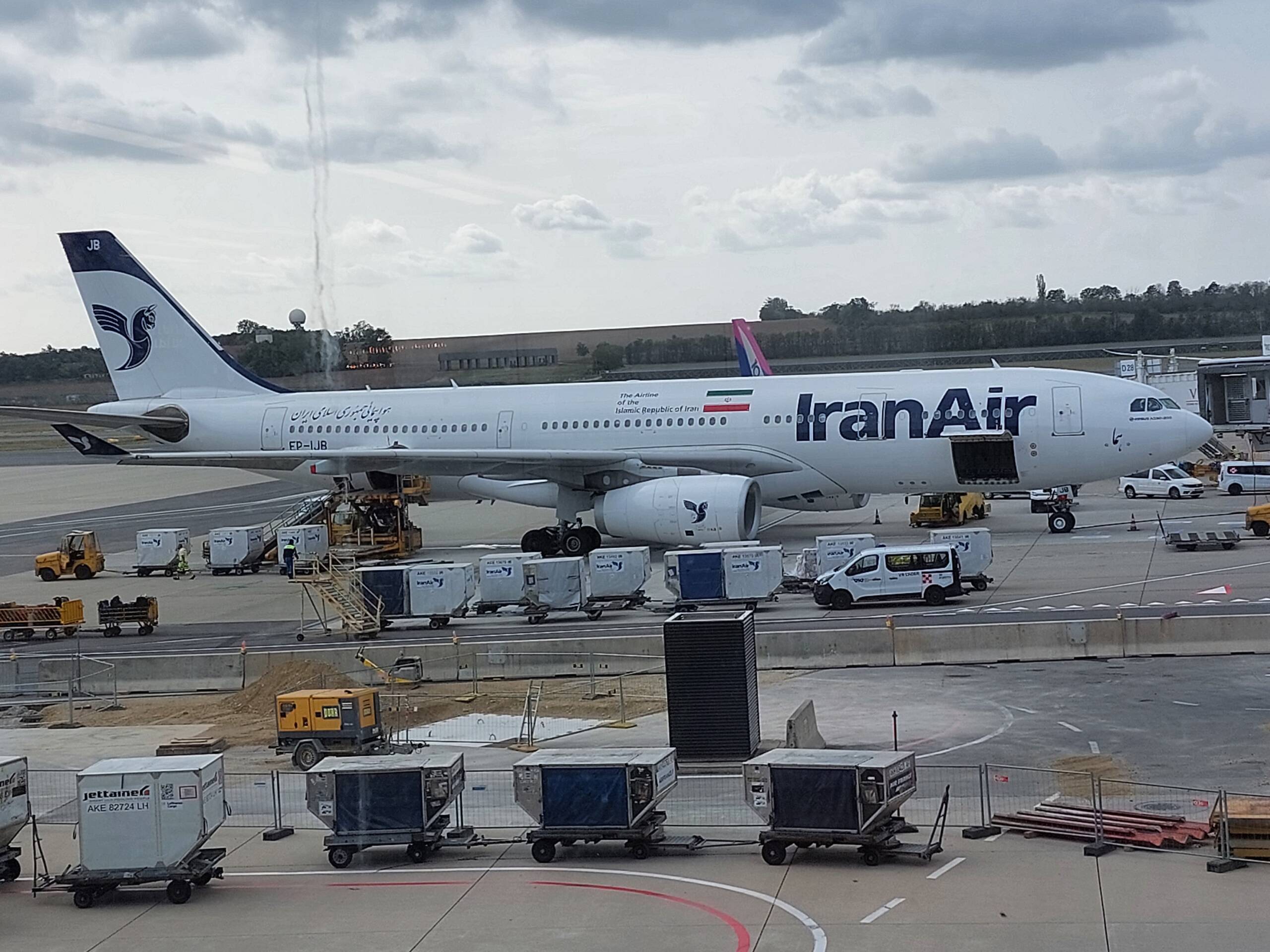 At Vienna Airport, an Iran Air Airbus A300 is grounded